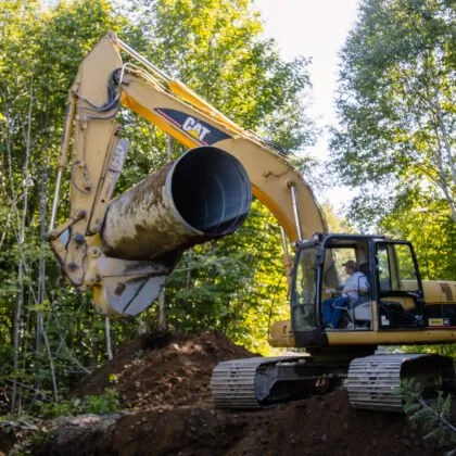 Aug. 2, 2016. Maine Woods, Maine – Ecological restorations operations involving the removal of a stream culvert. Photo by Garrett English.